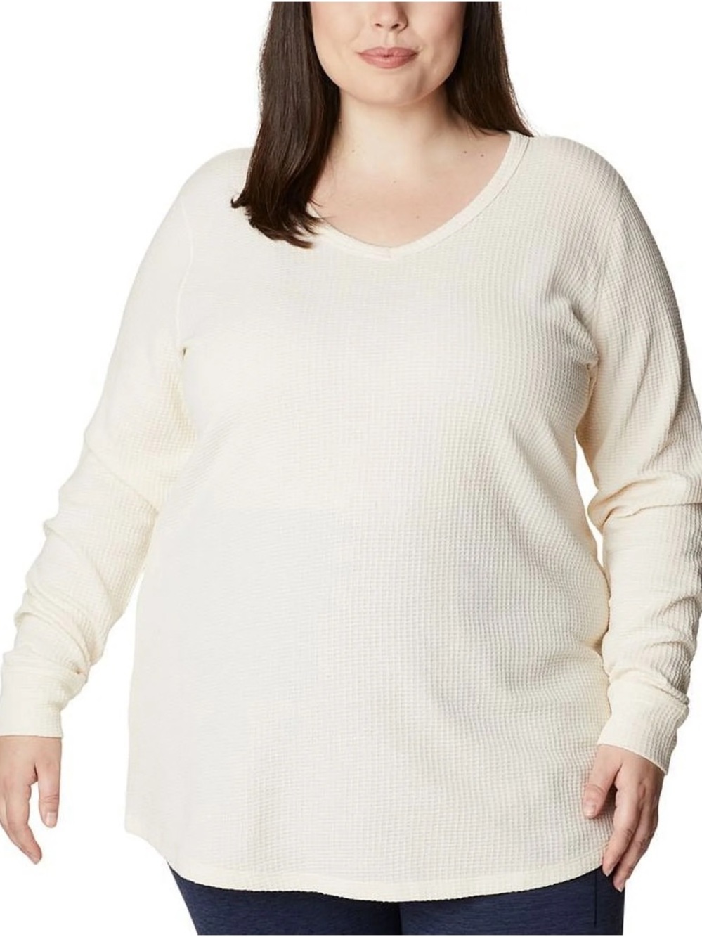 Columbia Cream Waffle-Knit Long Sleeve Tunic